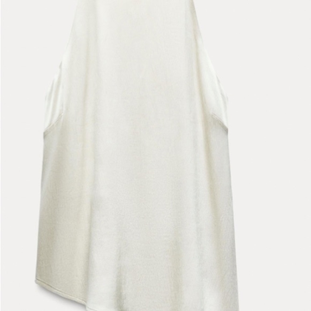 Zara Satin Effect Halter Sleeveless Top Tank 
Blouse Off-White Ivory  
Size: L